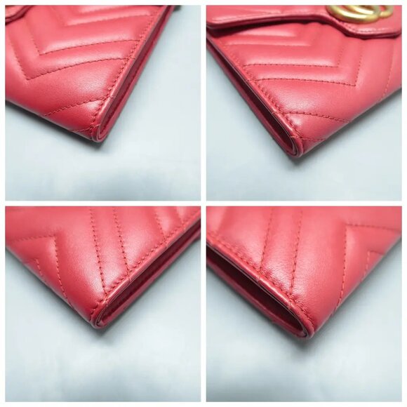 100% Authentic GUCCI GG Marmont Red Leather Shoulder Bag 760-11624 - Picture 5 of 12